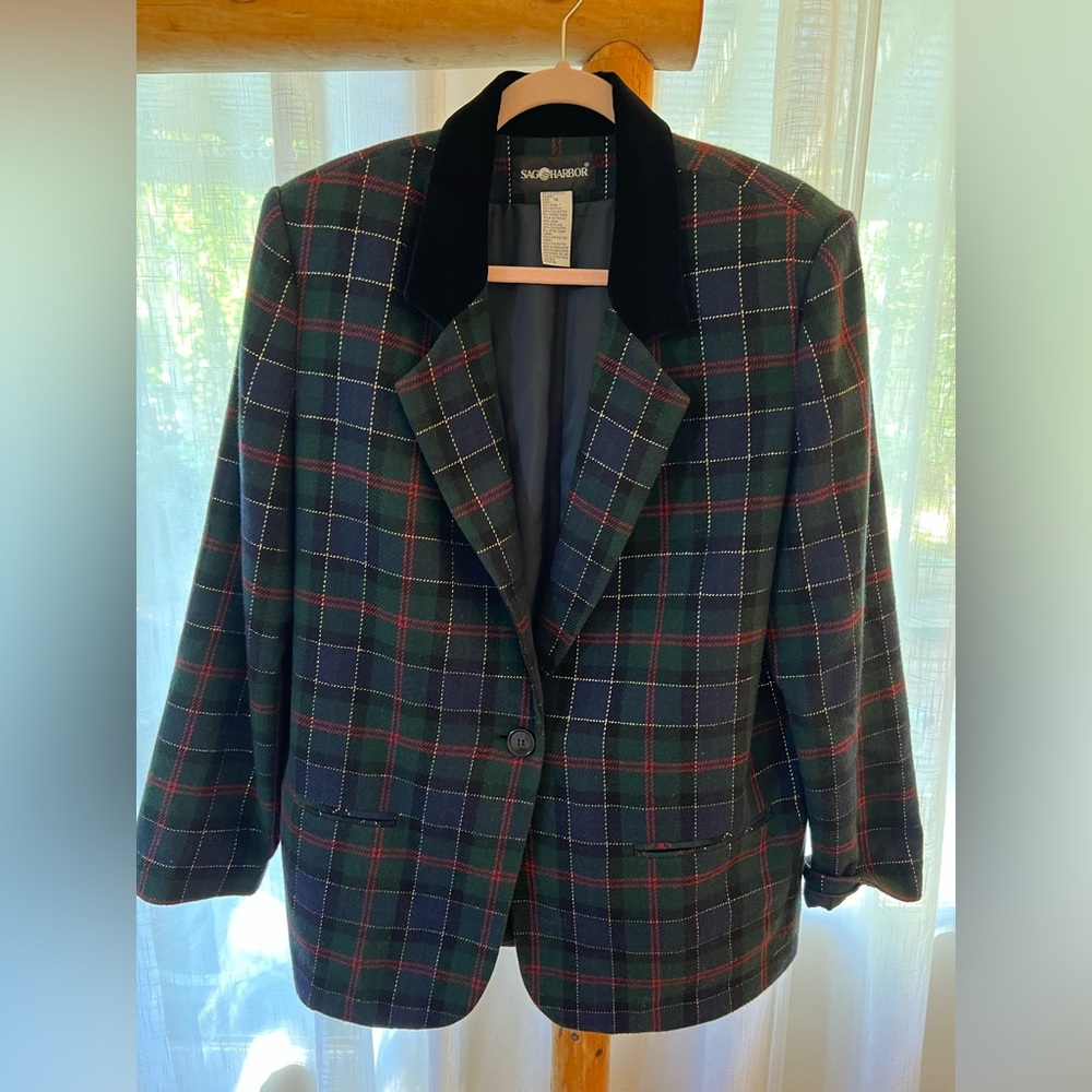 Sag Harbor Tartan Plaid Blazer